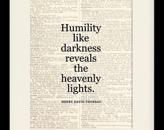Demut, Zitat - Henry David Thoreau, Literarisches Poster / Literarische Zitate / Wörterbuchkunst