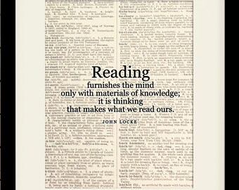 Lectura, Cita - John Locke, cartel literario / citas literarias / impresión de arte