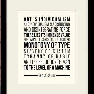 Citaat kunst is individualisme - Oscar Wilde, literaire poster / woordenboekafdruk / kunstafdruk