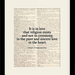 It Is In Love That Religion Exists - Swami Vivekananda, Literary poster / literary quote / art print