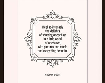 I Feel So Intensely Quote - Virginia Woolf, Literarisches Poster / Literarische Zitate / Wörterbuchdruck