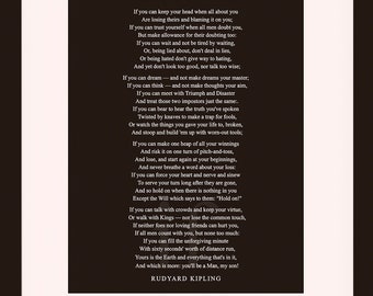If, Full Poem - Rudyard Kipling, literary poster / Poetry print / art print