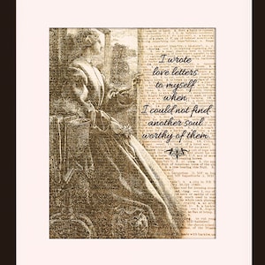 Cartas de amor para mim mesmo - Dicionário de arte / citação de poesia / impressão artística