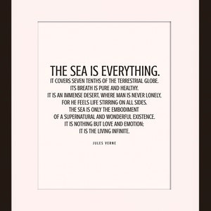 The Sea, Quote / Jules Verne, literary poster / literary quotes / art print