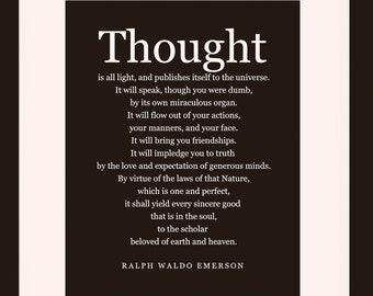 Myśl jest światłem, cytat - Ralph Waldo Emerson, plakat literacki / cytat literacki / wydruk artystyczny