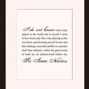 I Do Not Know What I May Appear To The World Quote - Sir Isaac Newton, Literary Poster / Science Quotes / Art Print