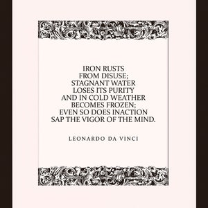 Vigor Of The Mind Quote - Leonardo da Vinci, Literary Poster / Literary Quotes / Art Print
