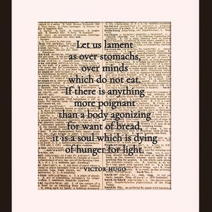 Hunger For Light Quote / Victor Hugo, literary poster / literary quotes / art print