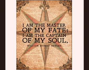 I Am The Master Of My Fate - William Ernest Henley, Literarisches Poster / Lexikon Kunst / Kunstdruck