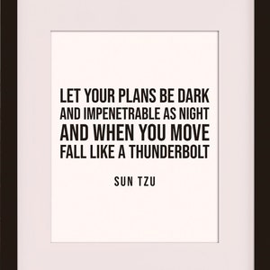 Fall Like A Thunderbolt Quote - Sun Tzu, pôster literário / citações literárias / impressão artística