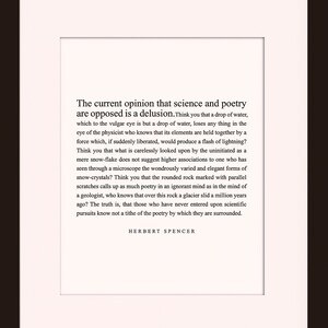 Science And Poetry, Quote - Herbert Spencer, Literary poster / literary quote / art print
