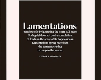 Trauer, Zitat - Fjodor Dostojsky, Literarisches Poster / Literarische Zitate / Kunstdruck