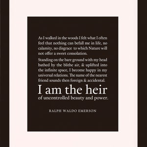 Uncontained Beauty And Power, Quote - Ralph Waldo Emerson, Literary poster / literary quote / art print