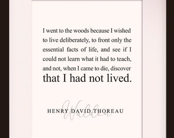 I Went To The Woods Quote - Henry David Thoreau, póster literario / citas literarias / impresión de arte