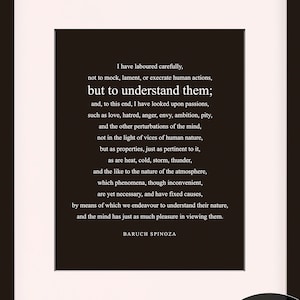 Human Actions Quote - Baruch Spinoza, literary poster / literary quotes / art print