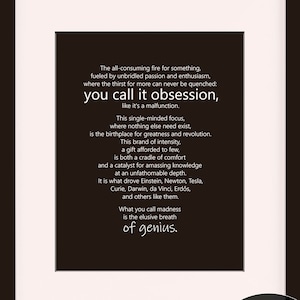 Obsession - Autism Empowerment poster / ASD poster / Aspergers quotes/ Autistic Pride