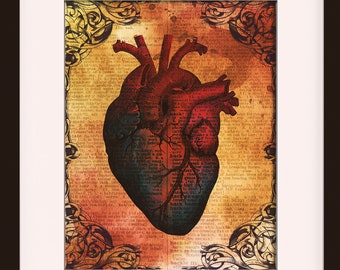 Anatomical Heart - Dictionary Art / Art Print / Vintage Art