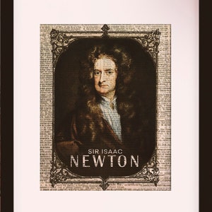 Sir Isaac Newton Portrait - Dictionary Art / Art Print / Vintage Art