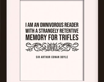 An Omnivorous Reader Quote - Sir Arthur Conan Doyle, literary poster / literary quotes / dictionary print