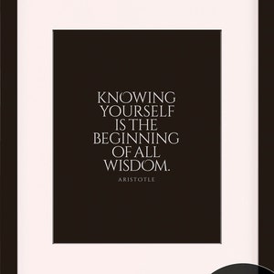 Knowing Yourself, Quote - Aristotle, Literary poster / literary quotes / art print