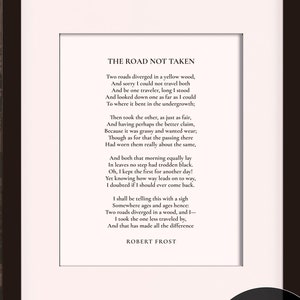 The Road Not Taken, Full Poem - Robert Frost, literary poster / Poetry / art print