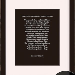 Stopping By The Woods On A Snowy Evening, Full Poem - Robert Frost, literary poster / Poetry / art print
