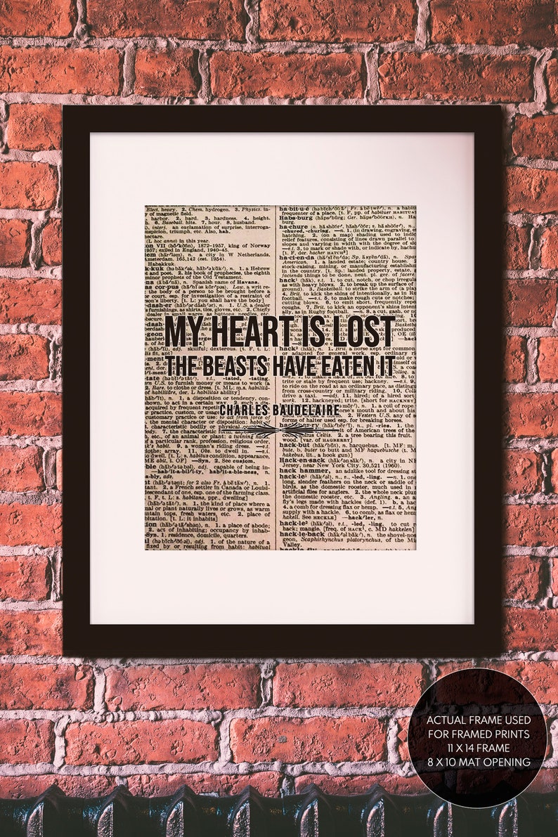 My Heart is Lost Quote Charles Baudelaire Literary Poster / Etsy
