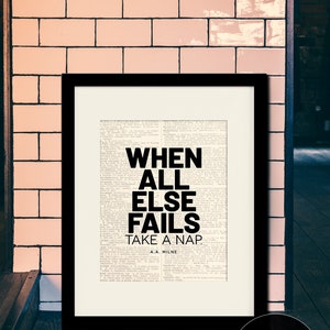 Take A Nap, Quote / A.A. Milne, literary poster / literary quotes / dictionary art image 3