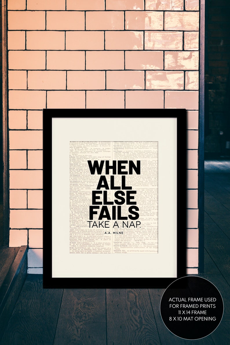 Take A Nap, Quote / A.A. Milne, literary poster / literary quotes / dictionary art image 3