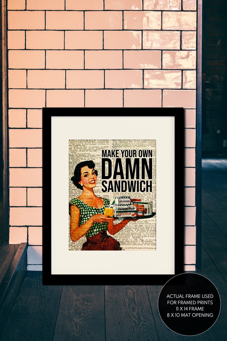Make Your Own Damn Sandwich Dictionary Art / Art Print / Etsy