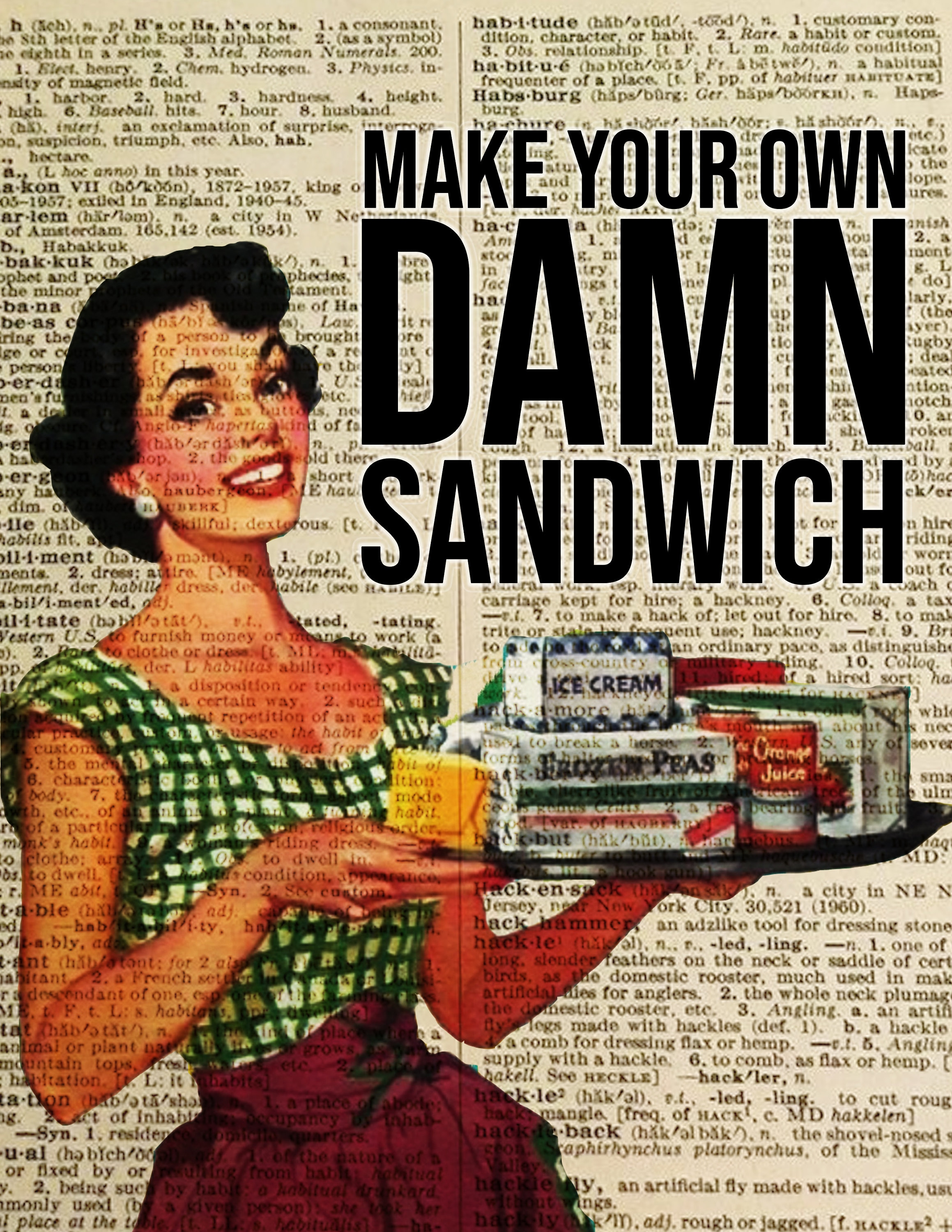 Make Your Own Damn Sandwich Dictionary Art / Art Print / Etsy