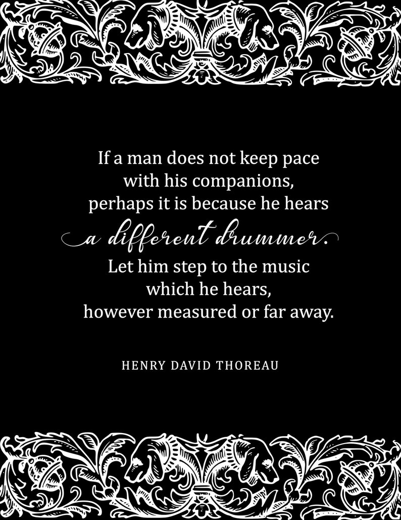 A Different Drummer Quote Henry David Thoreau Literary Etsy