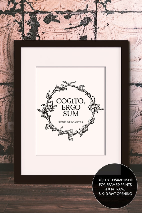 Cogito Ergo Sum Quote Rene Descartes Literary Poster Etsy