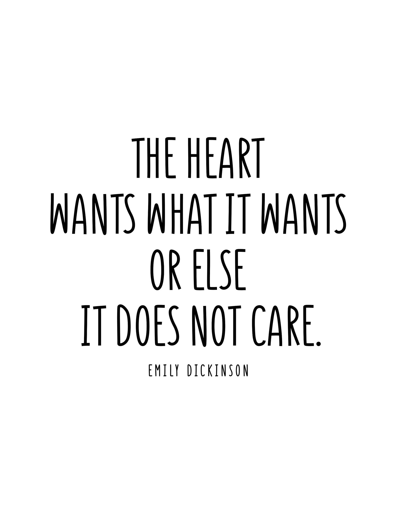 The Heart Wants What It Wants Quote Emily Dickinson Etsy