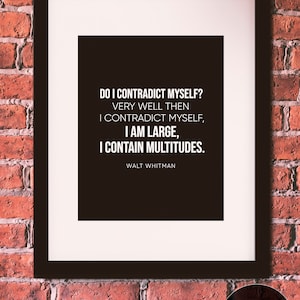 I Contain Multitudes Quote - Walt Whitman, Literary Poster / Literary ...