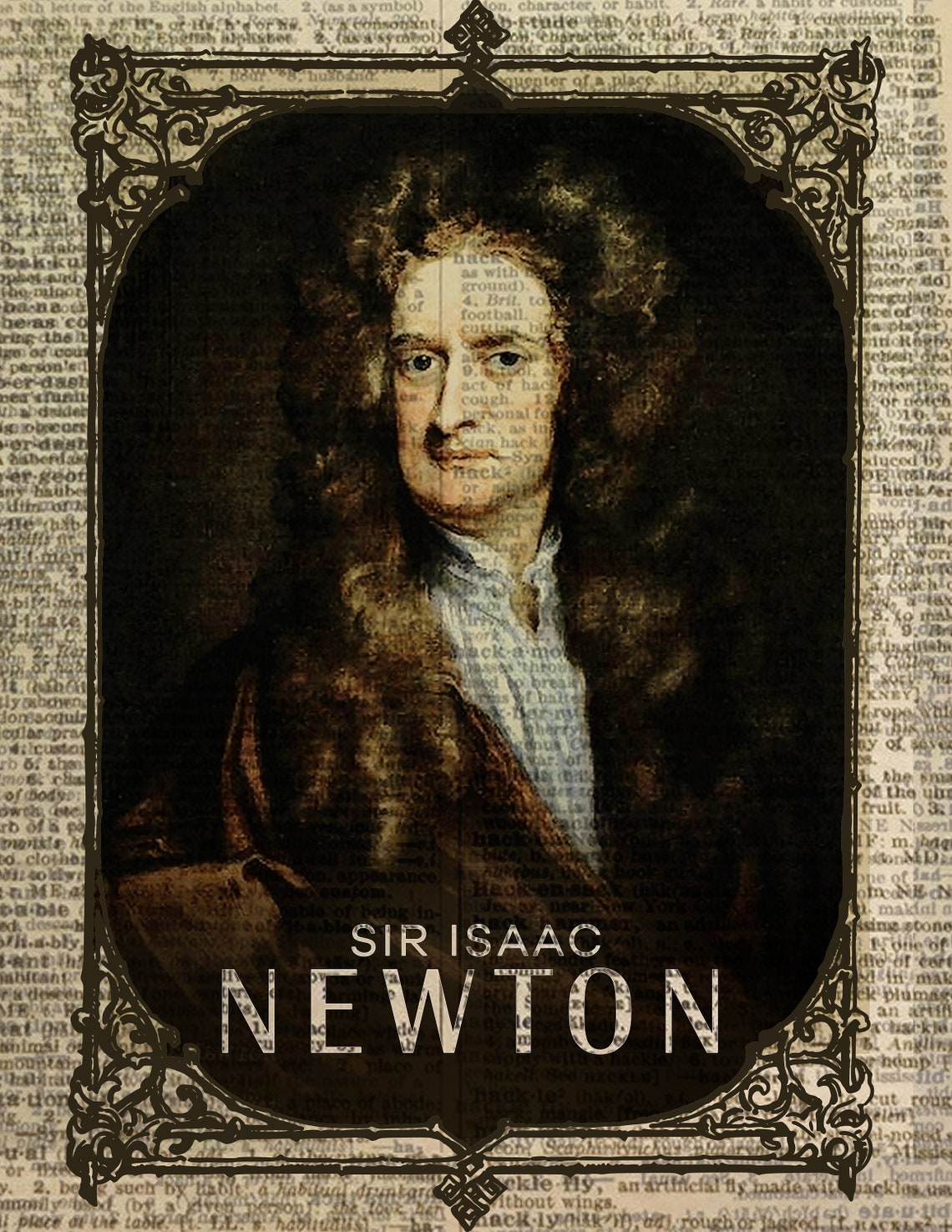 Sir Isaac Newton Portrait - Dictionary Art / Art Print / Vintage Art - Etsy