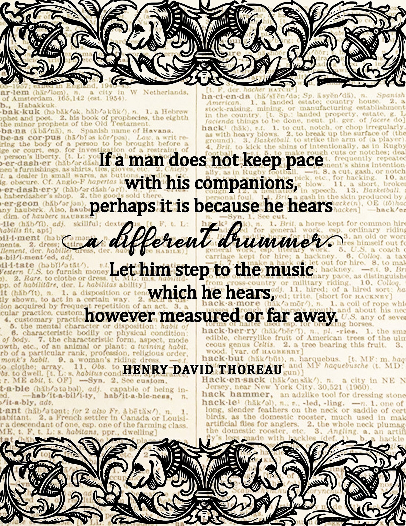 A Different Drummer Quote Henry David Thoreau Literary Etsy