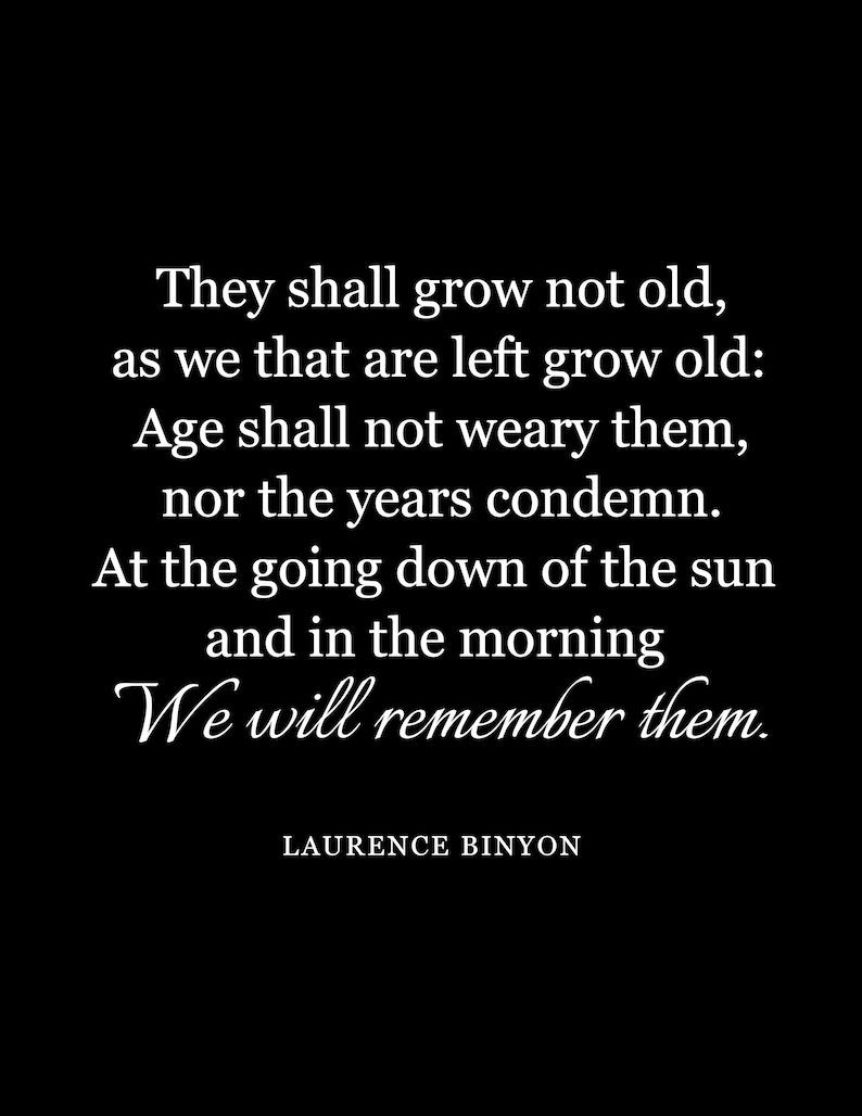 We Will Remember Them Quote Laurence Binyon Literary Poster Etsy We Will Remember Them Quote Laurence Binyon Literary Poster Etsy