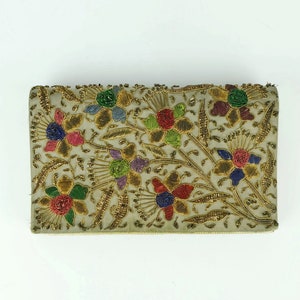 fantastic old evening CLUTCH theater purse art nouveau art déco zardozi embroidery 1900 to 1920s museum piece