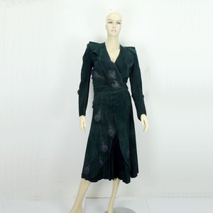 ABITO costume 2 pezzi roberto cavalli stilista vintage anni '70 '80 camoscio verde taglia 36