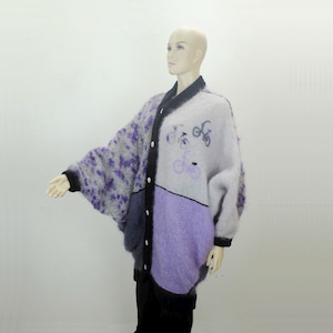 stunning vintage 1980s oversize mohair CARDIGAN with batwing sleeves size M to L