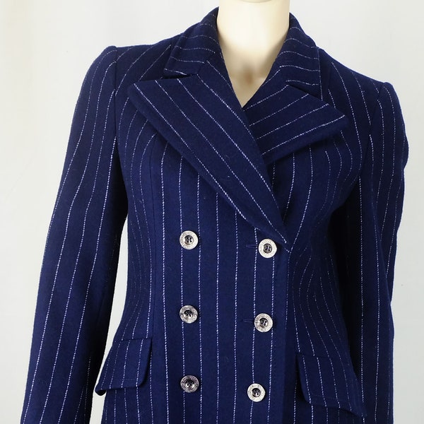 vintage BLAZER jacke gr. M dunkelblau nadelstreifen 70er jacke