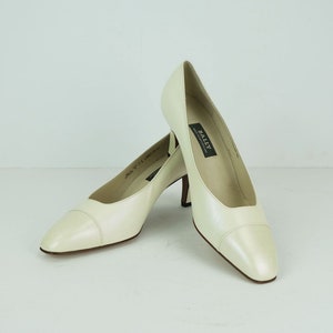 vintage bally switzerland 1990s PUMPS off-white and gold leather size uk 7 us 9.5
