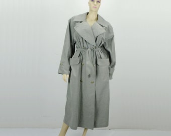 true vintage 1980s oversize TRENCHCOAT rodier gray coat uk 12 to 16 us 10 to 14