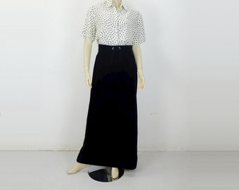 long black 1970s velvet SKIRT size L maxi skirt rhinestone details