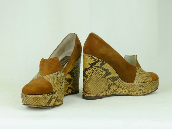 early 70's true vintage PLATFORM SHOES snake skin… - image 6