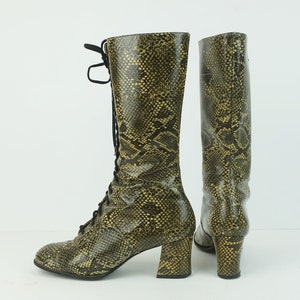 60s 70s true vintage salamander BOOTS lace-up boots snake pattern women's boots mod gogo US 7 UK 4.5 image 5