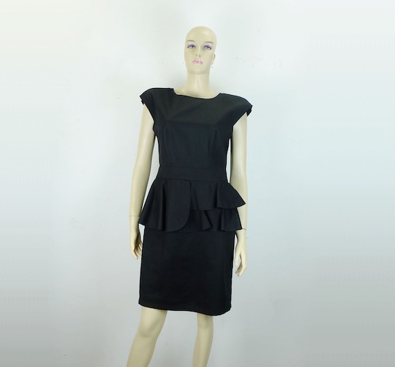 ROBE DE COCKTAIL des annees 80 petite robe de soiree madeleine noire epp taille M coton noir Etsy France