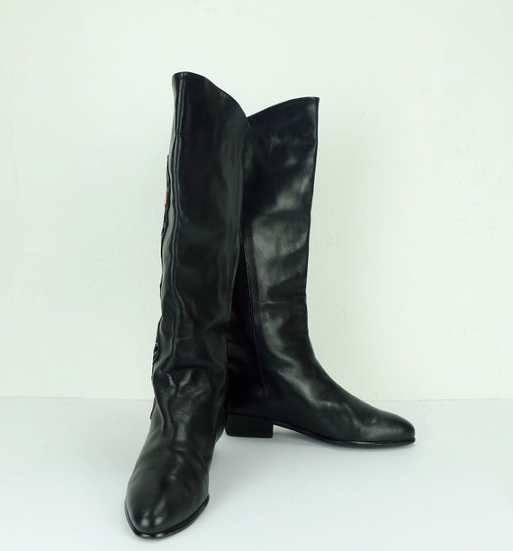 mima venezia 80s 90s vintage BOOTS black leather … - image 4