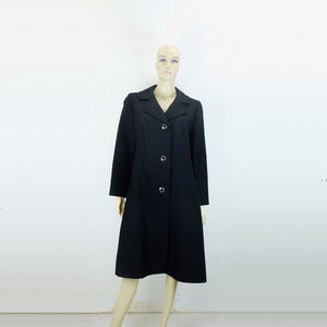 elegant 1960s 70s women&#39;s COAT black wool coat uk 14 us 12